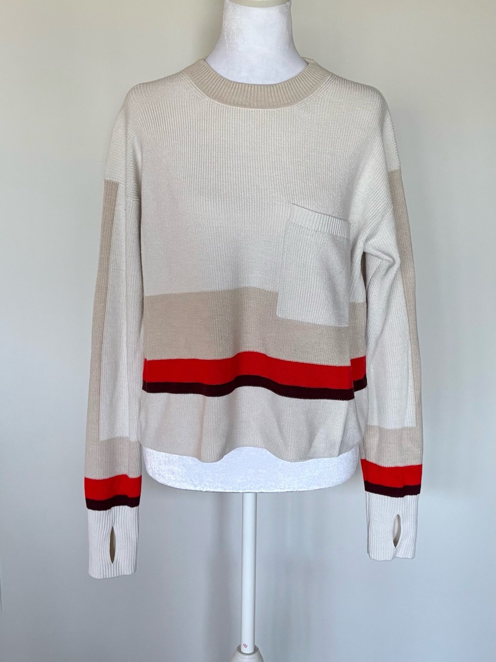 Athleta Cozy Cream Colorblock Crewneck Sweater
